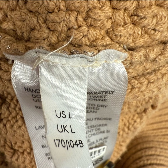 Anthropologie Pilcro Fisherman Tunic Sweater Dress Large Tan & Gold Chunky Knit - Picture 13 of 14